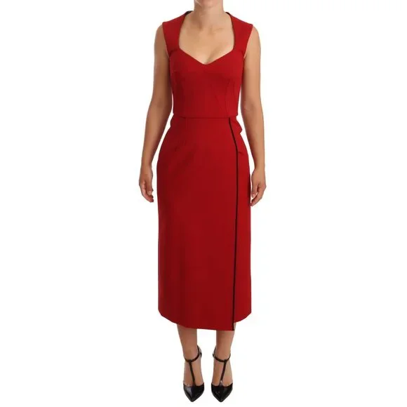 Dolce & Gabbana | Dresses | Dolce Gabbana Red Sweetheart Sleeveless Midi  Stretch Dress | Poshmark
